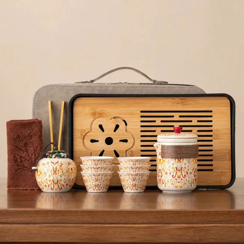 Kitchenware Gong Fu Tea Sets Travel Pot Whisk Japanese Tea Sets Travel Camping Jogo De Cha Porcelana Matcha Accessories