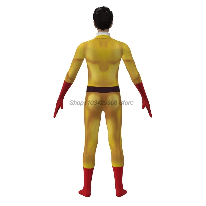 Disfraces de Cosplay de One Punch Man para hombre, mono de Anime Saitama, monos de superhéroe para Halloween, trajes con capa/capa