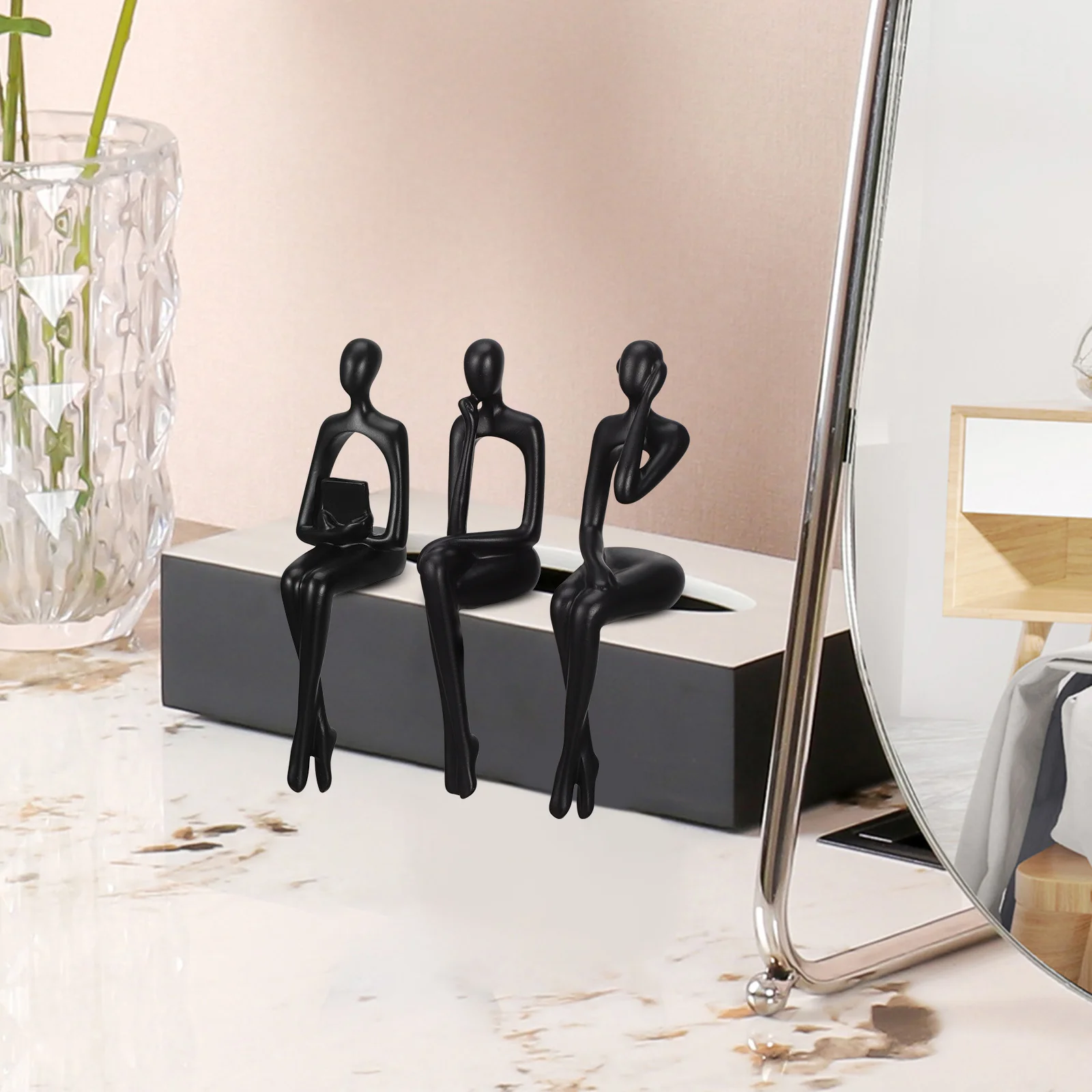 

3 Pcs Abstract Figurine European Desk Decorative Sculpture Home Figurines Bookcase