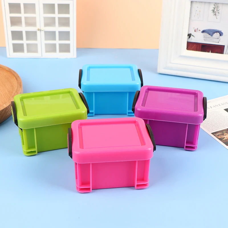 1:12 Dollhouse Miniature Plastic Storage Basket Box Model Living Room Scene Decor Dollhouse Furniture Doll House Accessories