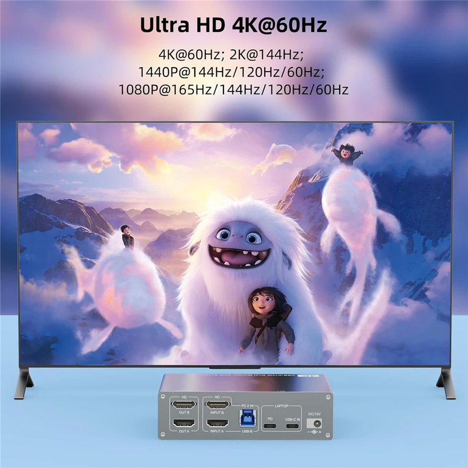 Navceker USB 3.0 USB-C HDMI KVM 스위치 4K 60Hz 듀얼 모니터 유형 C KVM 스위치 1 노트북 1 컴퓨터 2 Macbook 2 PC 용 모니터