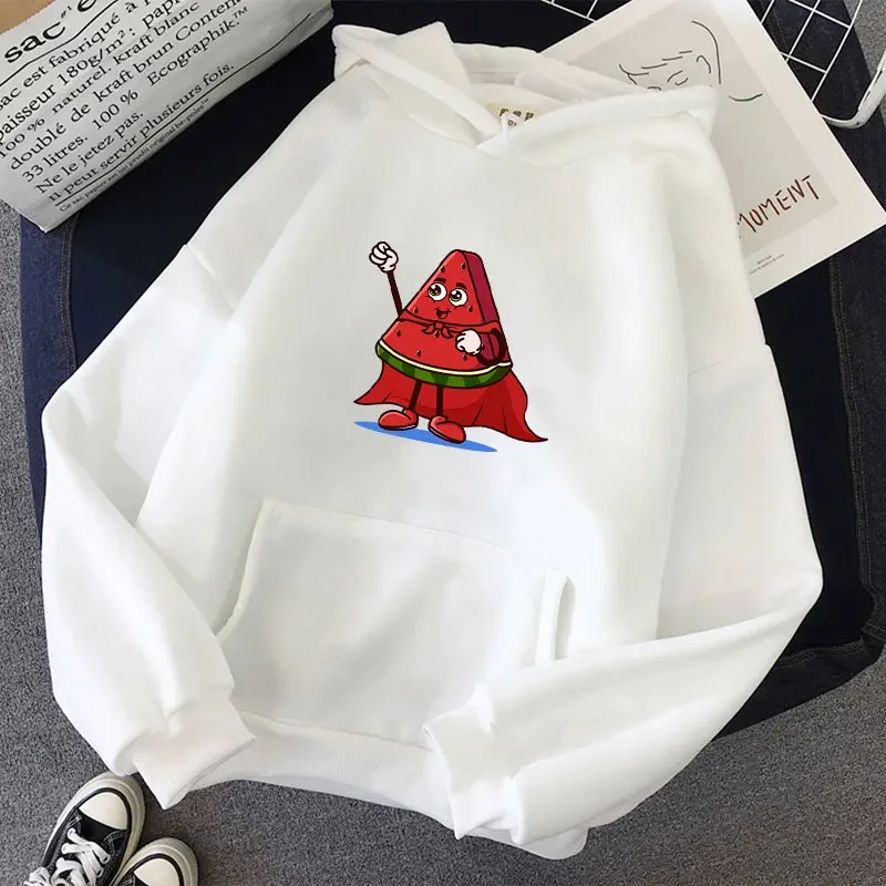 

Cute Watermelon Super Hero Print Hoodies Teens Street Wear Spring Long Sleeve Sweaters Casual Funny Loose Hooded Top