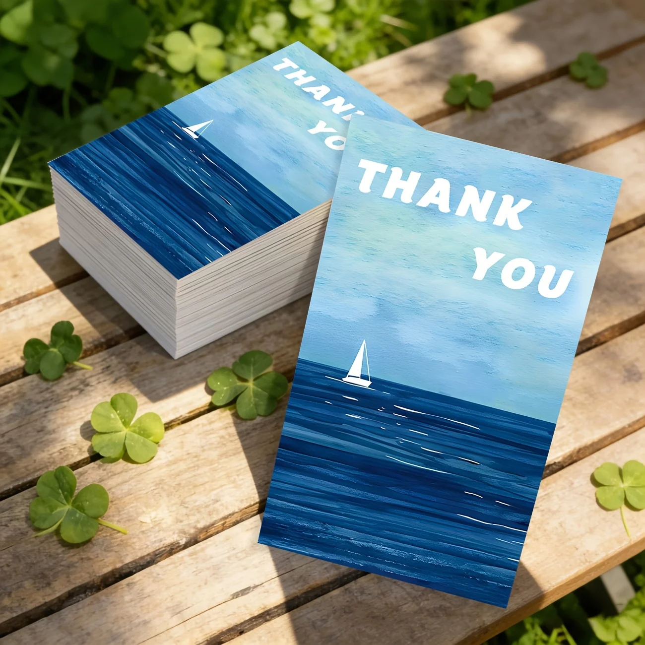 50PCS Blue Sea Sailor Design Appreciation Cards, Suitable for Festivals, Souvenirs, Holidays, Party Decorations, Etc