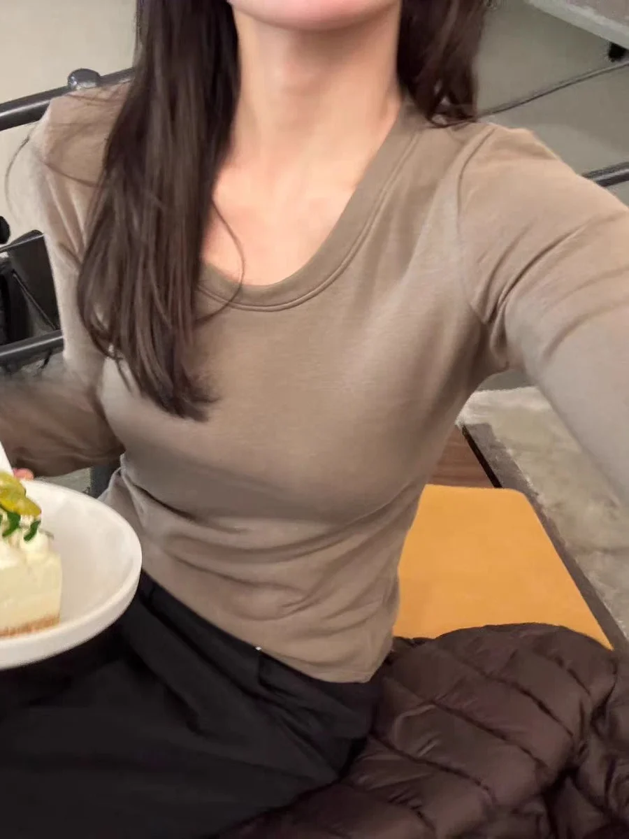 

Soft Fce U-Ne Base irt Women's Slim Fit Inner Wear Casual Sle Long Sve Moisture ng Sweat Absorbing T-irt