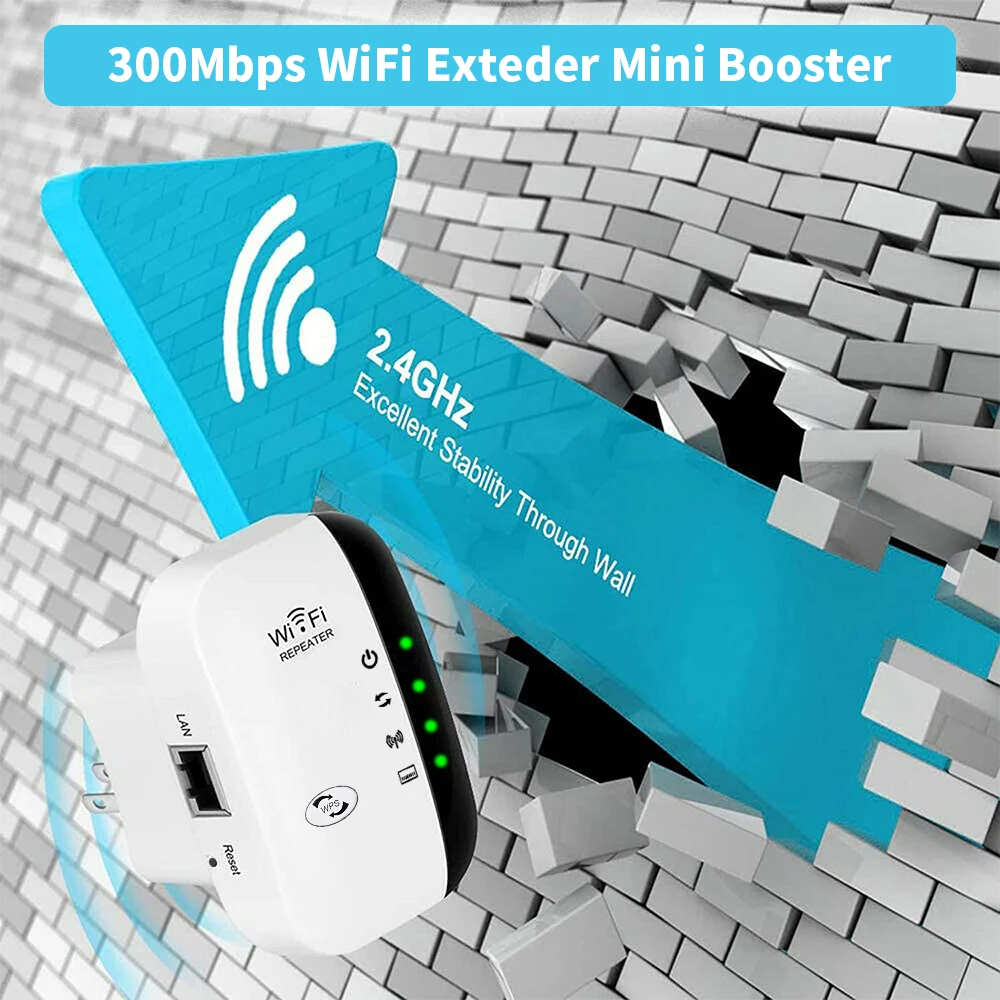 300Mbps Wireless WiFi Repeater 2.4Ghz Repeater Network Expander Range 802.11N/B/G Wireless 4 Status Light WiFi Repeater for PC