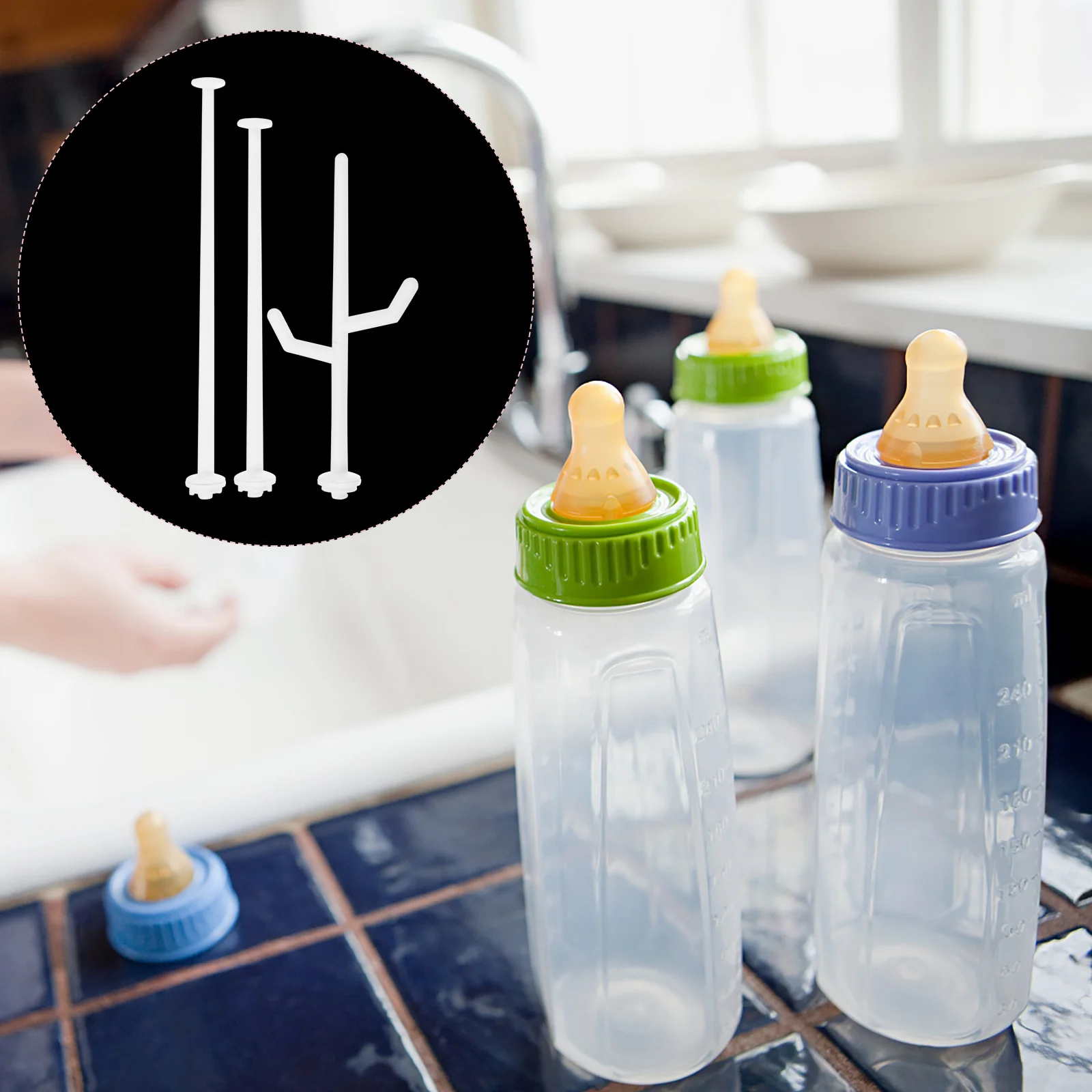 

3Pcs Bottle Drying Rack Rod for Baby High Quality Workmanship Efficient Drainage System Space Saving Countertop Holder Travel