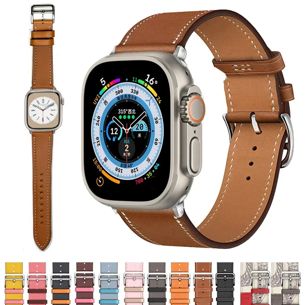 Leather strap for Apple watch band 44mm 40mm 45mm 41mm 38mm 42mm Single tour watchband bracelet iWatch series 9 8 Ultra se 7 5 6