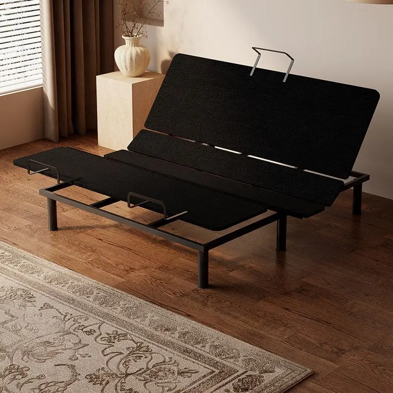 Simple modern folding bed black iron frame adjustable function multi-scene suitable for bedroom living room storage space saving