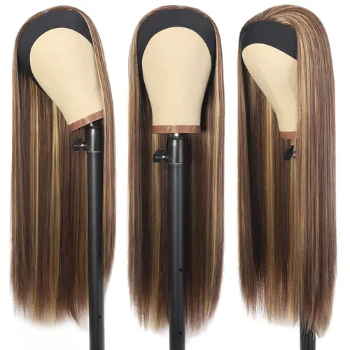 Imagen 2 del producto Pelucas sintéticas con diadema para mujer, peluca larga y recta con reflejos, pelucas sedosas resistentes al calor para uso diario en fiestas