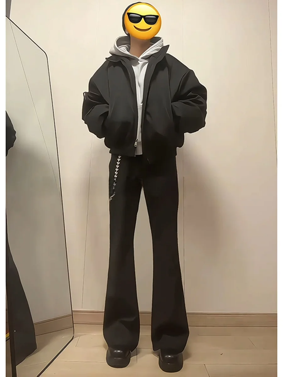 

Мужские брюки Cleanfit с флисовой подкладкой, черные, прямого кроя, зимние, струящиеся, слегка расклешенные, костюмные, повседневные, молодежные, модные