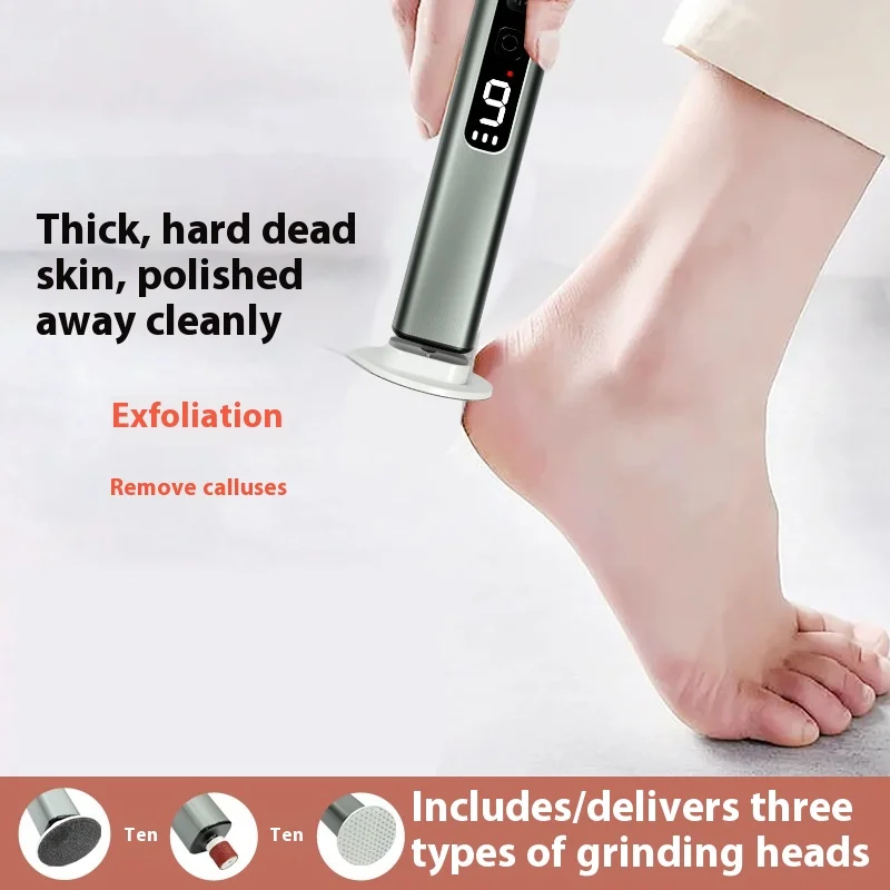 Descascador e moedor de pés elétrico multifuncional de nove engrenagens ajustáveis com ferramenta de pé de exibição de tela