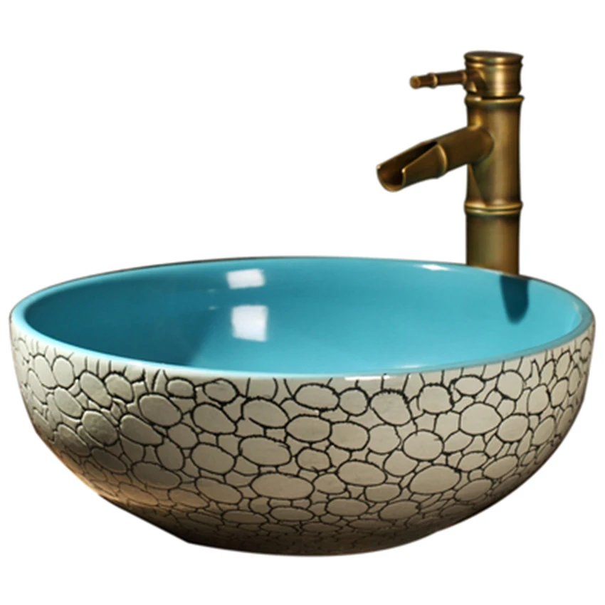 

Bathroom Artistic Line Basin Household High Temperature Ceramics Sink Toilet Hand Made Washing Basin Bowl For Hotel Club KTV