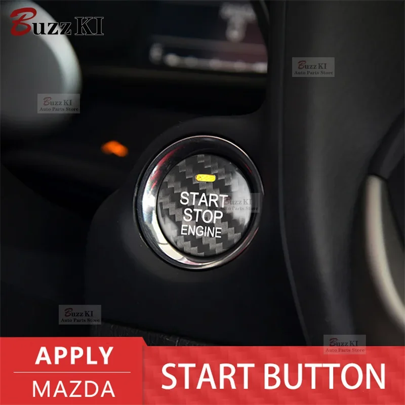 2014 2015 2016 2017 For Mazda 3 AXELA Mazda3 Car Engine Start Stop Button Cover Real Carbon Fiber Sticker