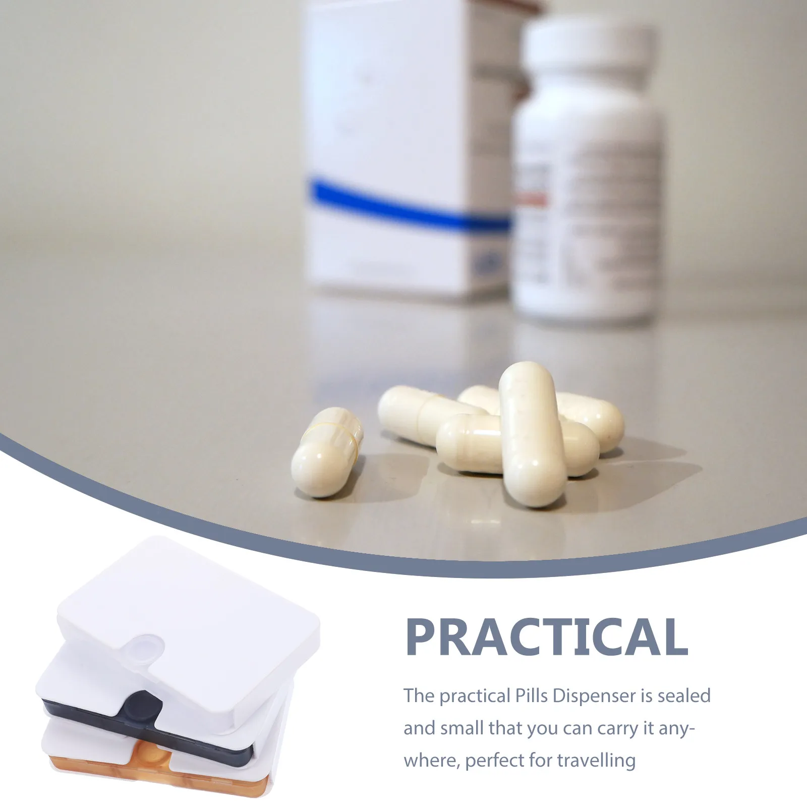 3Pcs Portable Pill Organizer Compact Travel Medicine Box Small Lightweight ABS Pill Storage Container with Tight Seal for Daily