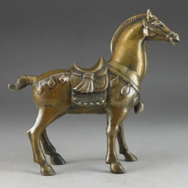 

Hinese Luy Collectable Brass Old Handwork Hammered Steed Superb Statue