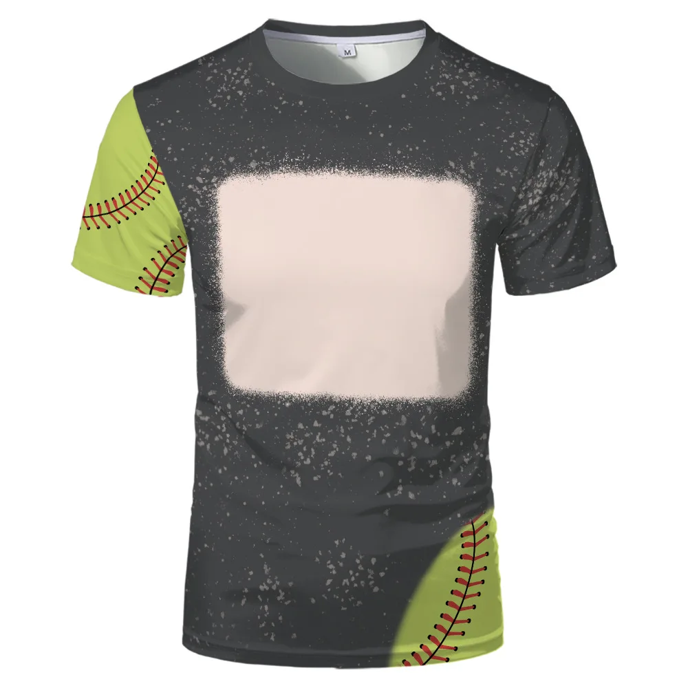 Sublimation Blank 100% Polyester T-shirts Men Woven Unisex Round Neck Short Sleeve Faux Bleached  Summer Clothing for Diy Logo