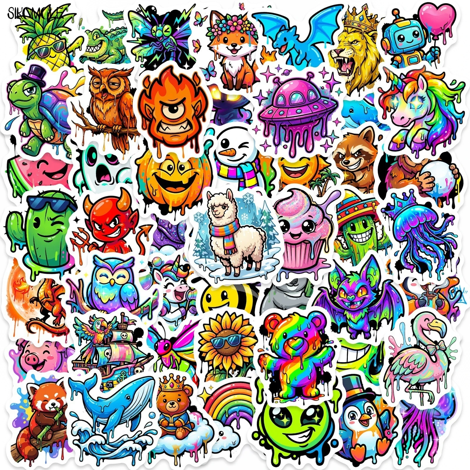 10/30/50PCS Colorful Funny Animal Doodle Stickers Book DIY Skateboard Toys Guitar Luggage Suitcase Decoration Graffiti Sticker