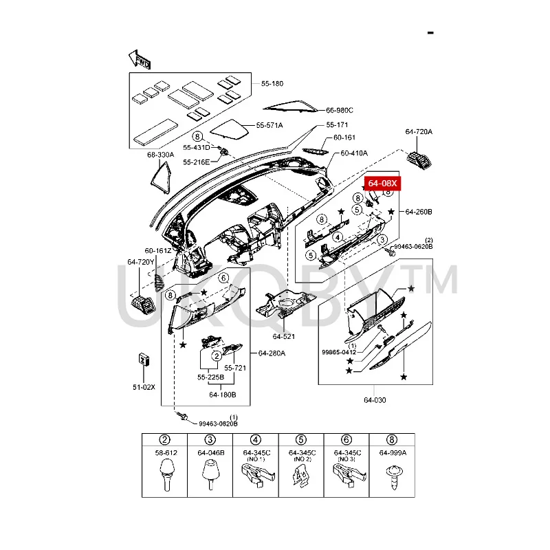 GV9B6408X Suitable for Ma zd a Enclave Atenza Toolbox, glove box, glove box, storage box, buffer damper