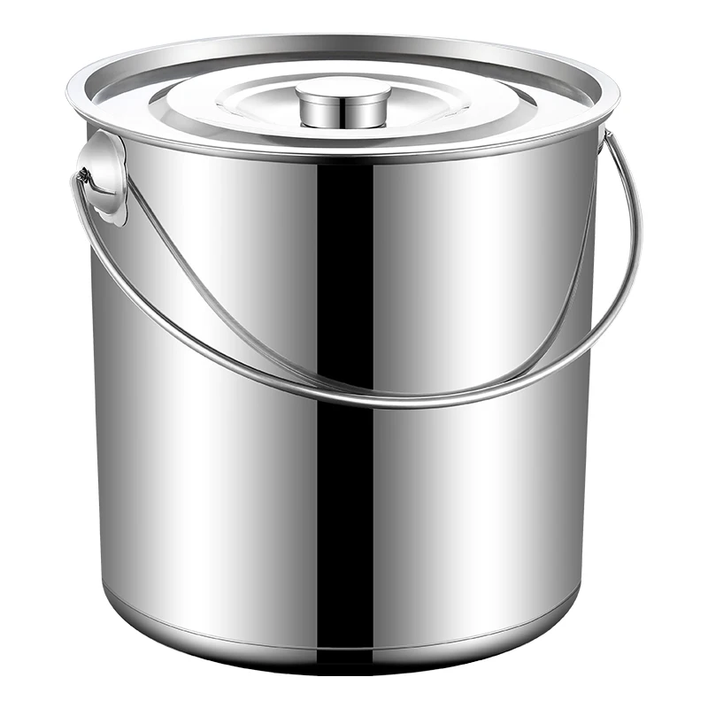 Thick Stainless Steel Bucket Portable Bucket with Lid Braised Bucket Stew Pot Large Capaci Thickened Household Soup Pot