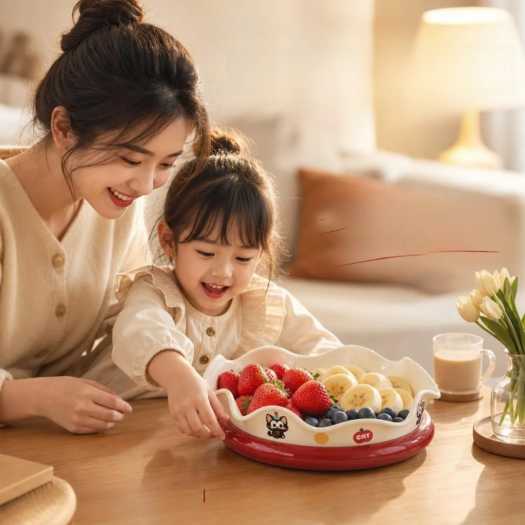 Creative Rotating Fruit Tray for Living Room Tea Snacks Dry Fruits Plastic Dishwasher Safe Modern Minimalist Style