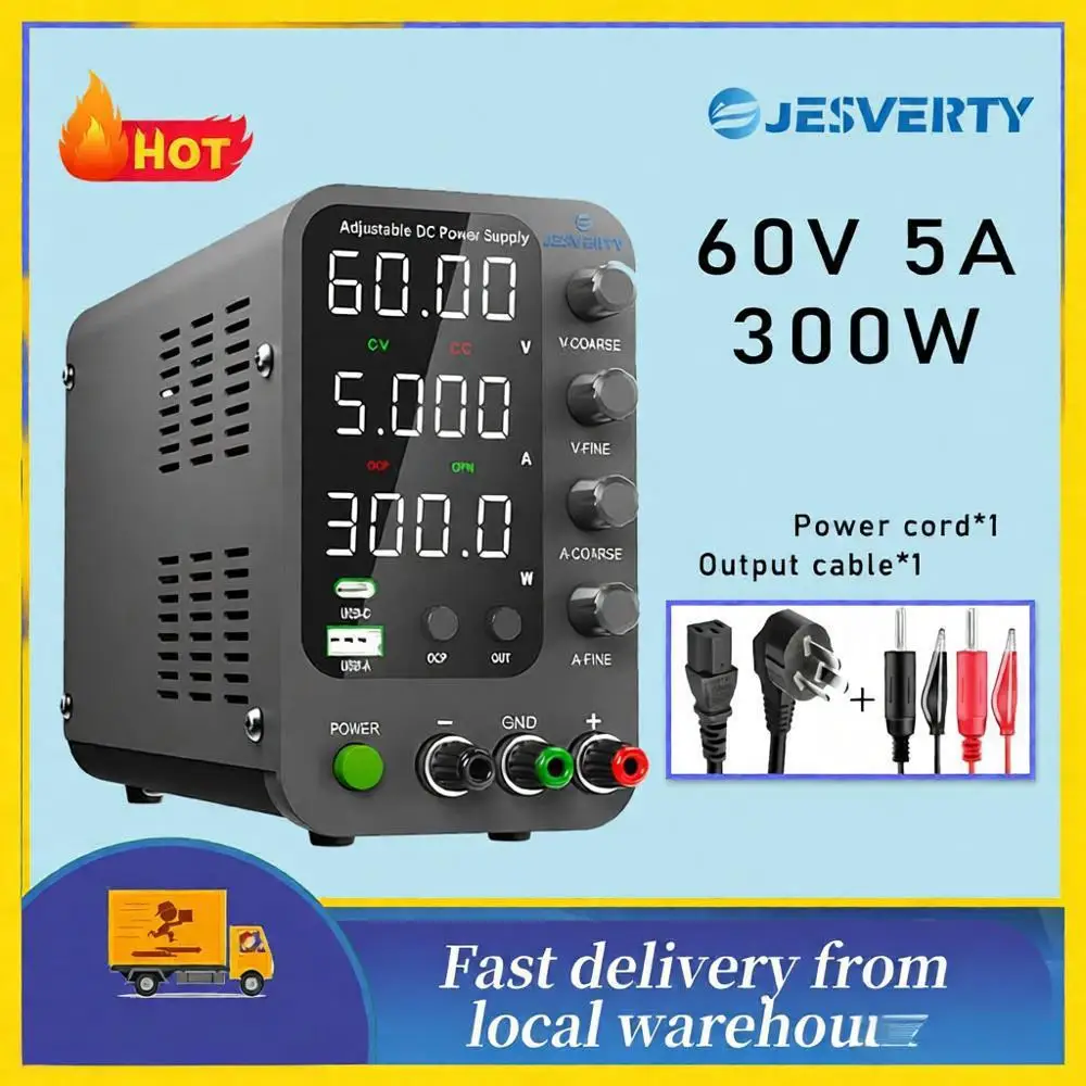 Jesverty 30V 10A DC Bench Power Supply 120V