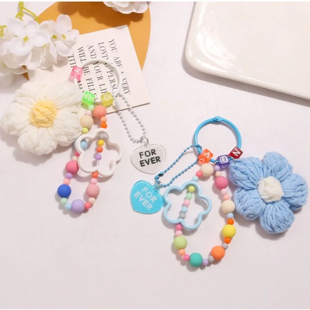 Colorful Keychain Pendant New Handmade Attractive Color Keychain Five-petaled Flowers Acrylic Bag Decoration