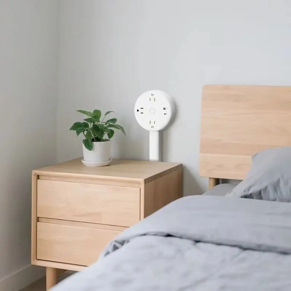 

Adjustable Length Electrical Outlet Extender Flat Plug 180° Swivel Power Outlets Extender 2 AC USB-A&C Stretchable Plug