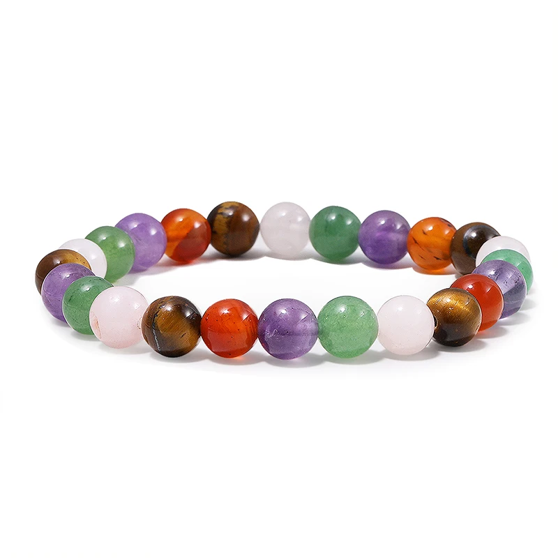 

Farsighte Star Natural Stone Natural Healing Energy Bracelet Polished Stone Bead Elastic Bracelet Women's Men's Jewelry