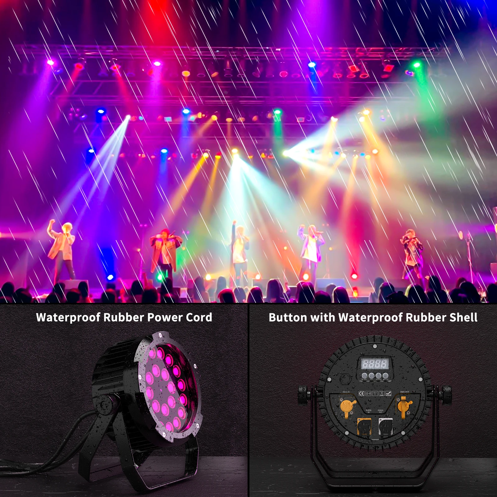 U'King Waterproof RGBWA+UV Par Light DMX512 24x10W 6in1 LED Stage Light DJ Light for Disco Dance Hall Party Bar Performance
