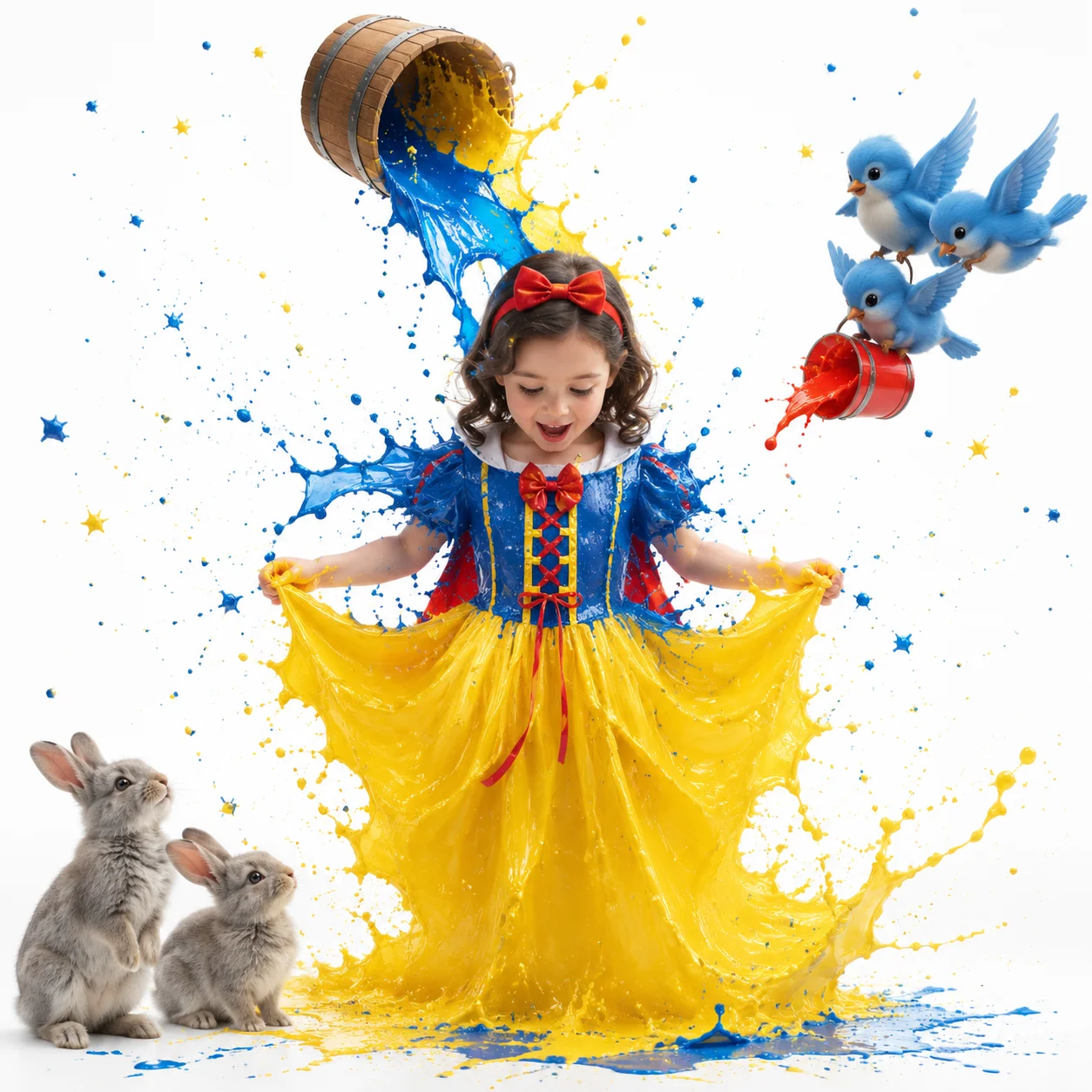 Snow White Costume for Girls with Cape & Wig Princess Fancy Dress Kids Halloween Carnival Christmas Party Outfit Toddler 2-8Y