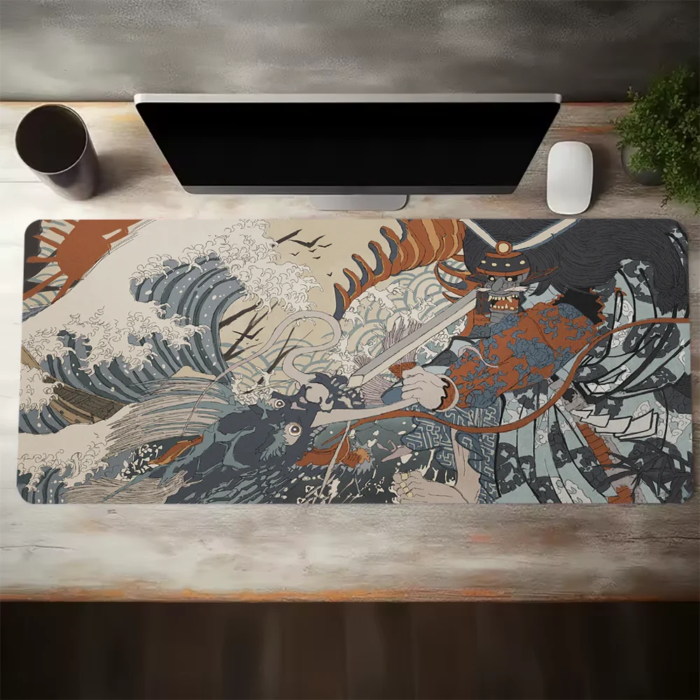 

Ukiyo-e Samurai Wave mouse pad: Warrior, Ocean & Sun Merge in Woodblock Art, Bringing Timeless Japanese Tradition to Your Desk