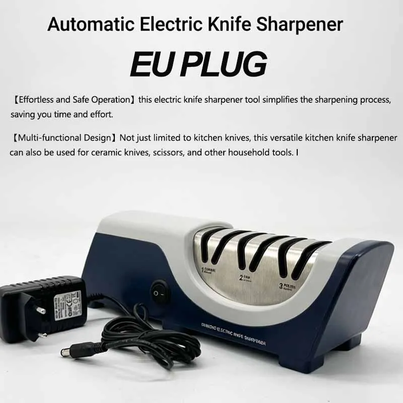 

2026 EU PLUG Electric Knife Sharpener 3 Stage Grinding Edge Knife Sharpener For Kitchen Knives With Sharpening And Polishing
