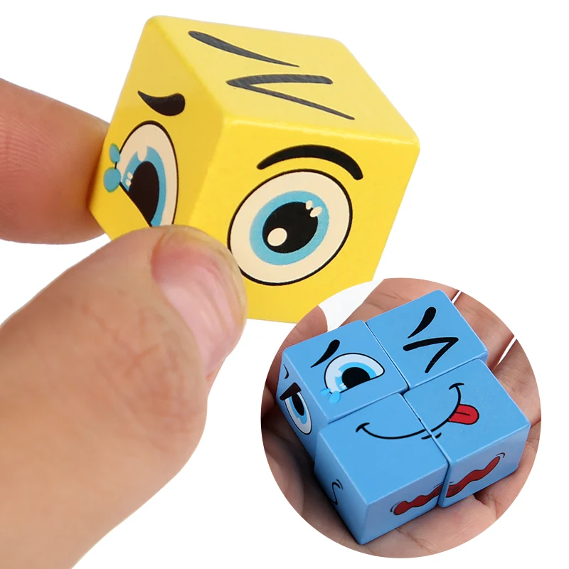 80 Stuks Kaarten Gezicht Verandering Uitdrukking Puzzel Voor Kind Bouwstenen Montessori Kubus Tafelspel Vroeg Educatief Speelgoed Kinderen Cadeau