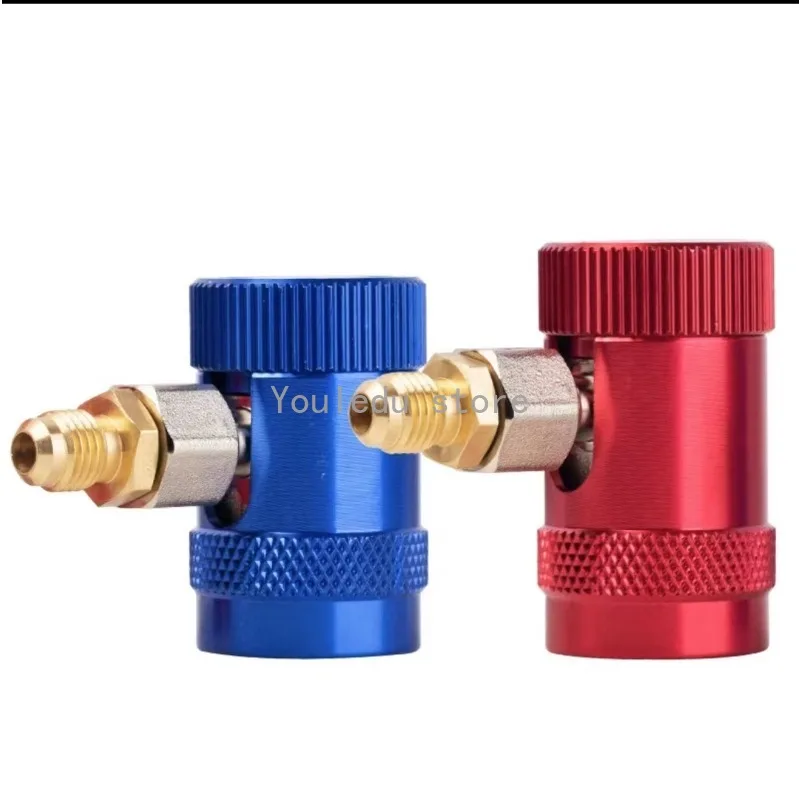 Freon R1234YF/R134A Auto Car Quick Coupler Connector Brass Adapters Air Conditioning Refrigerant Adjustable AC Manifold Gauge