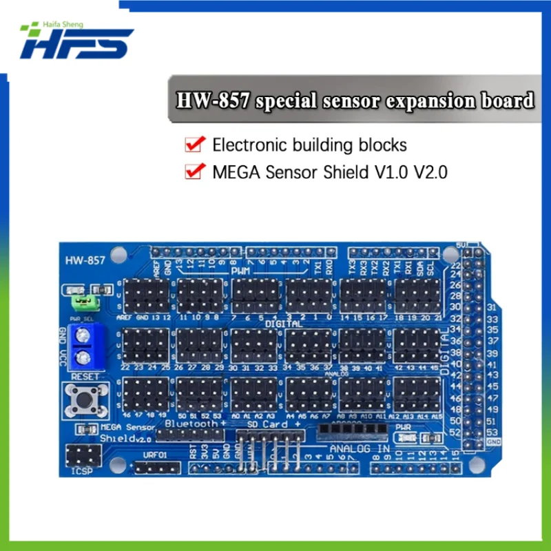 Arduino Mega Sensor Shield, Dedicated Expansion Development Board, Sup IIC Bluetooth SD, Robot Parts, DIY, V1.0 V2.0, 2560