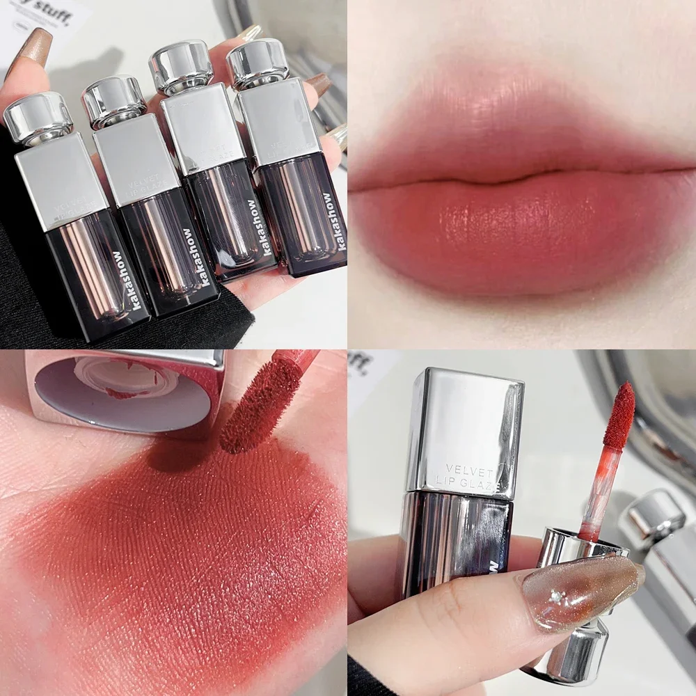 Red Matte Velvet Lip Glaze Waterproof Lasting Nude Red Brown Pink Lips Mud Liquid Lipstick Non-Stick Cup Makeup Korean Cosmetics