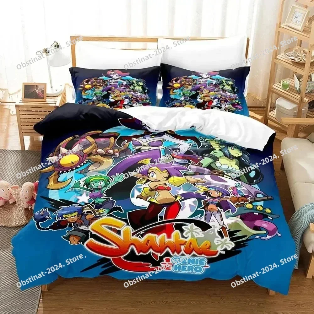 Anime Game Shantae 12 Genie Hero 3D Printing Comforter Bedding Set,Duvet Cover Bed Set Quilt Cover Pillowcase,King Queen Size