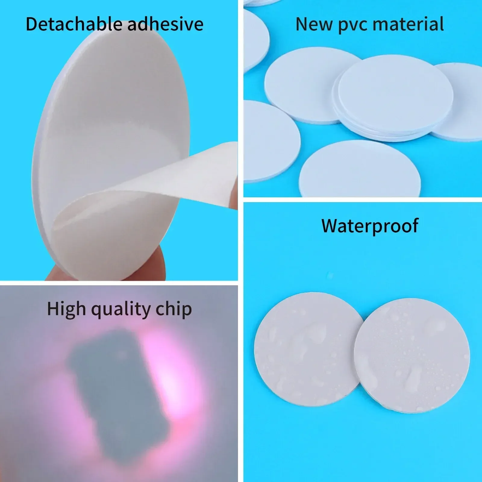 5YOA 13,56 MHz NFC Moneta Tag Ntag215 Carte adesive 504 byte ISO/IEC 14443A Impermeabile 25mm Badge Backing Controllo accessi
