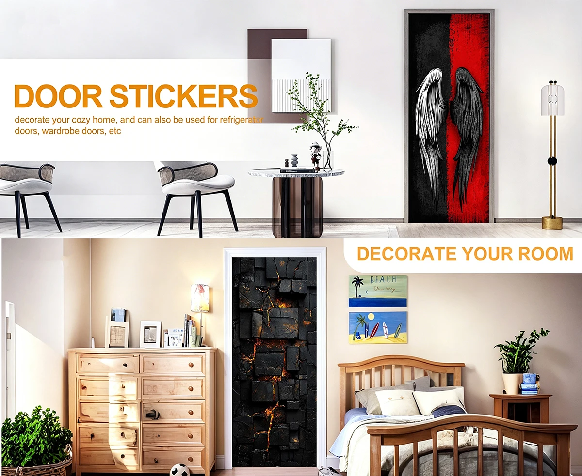 3D Door Mural Sticker Horror Skull Zombie Warning Decal Waterproof PVC Wallpaper For Home Decor Bedroom Living Room Door Poster