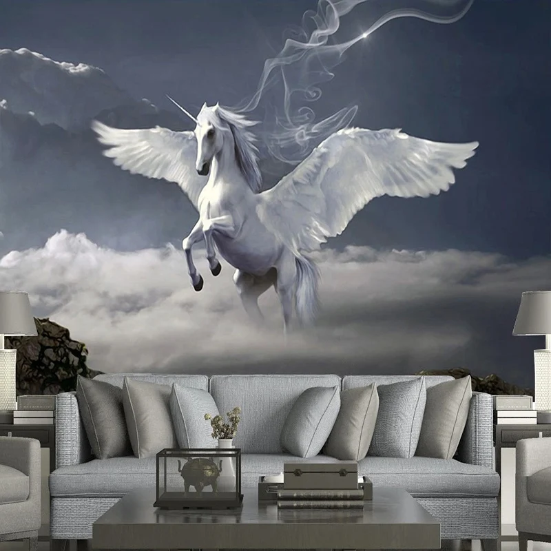 Photo Wallpaper Retro Abstract Art Hand Drawn Pegasus Mural Wall Cloth Modern Creative Backdrop Home Decor Waterproof Wall Paper