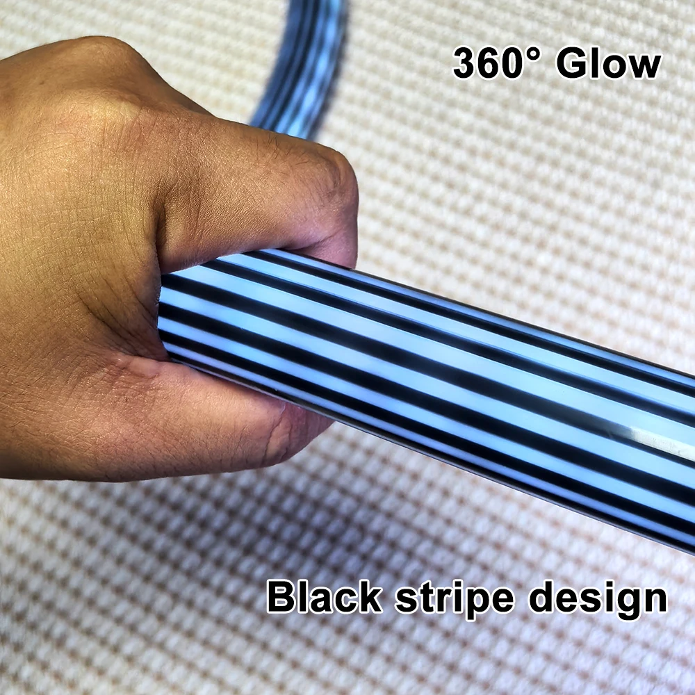 1-4m 360° Glow LED Flex Diffuser Black Stripe Flexible Silicone Neon Tube Waterproof 25mm Round for WS2812 SMD 10/12mm LED Strip