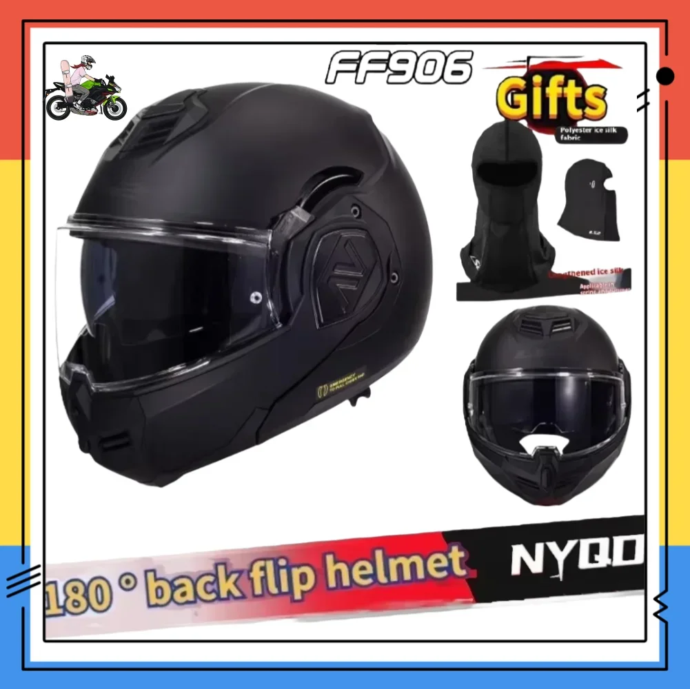 New LS2 Helmet Advant Full Face 180 Degree Rear Flip Up FF906 Helmets Modular Double Visor Full Face Helmet built-in Lens