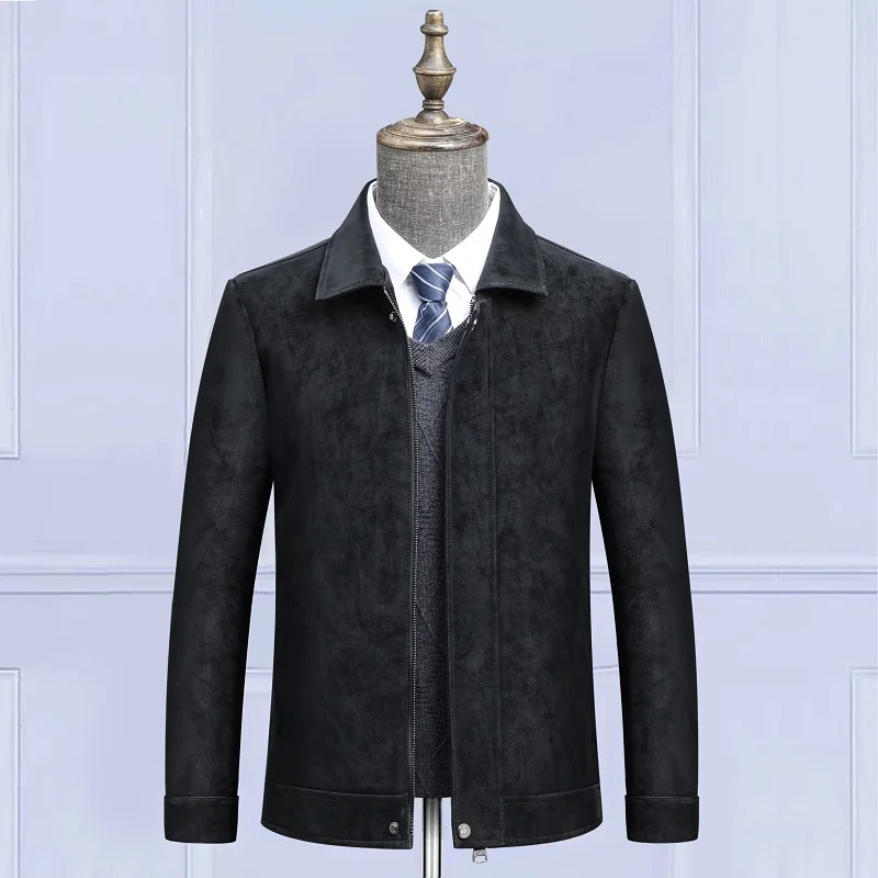

Spring and Autumn Men's Suede Lapel Business Casual Jacket