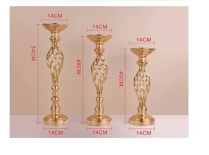 10 Stück Goldene Blumenvasen, Kerzenständer, Deko-Ständer für Hochzeiten, Partys, Events, Tischdekoration, Säulenkerzenhalter – Detail 15