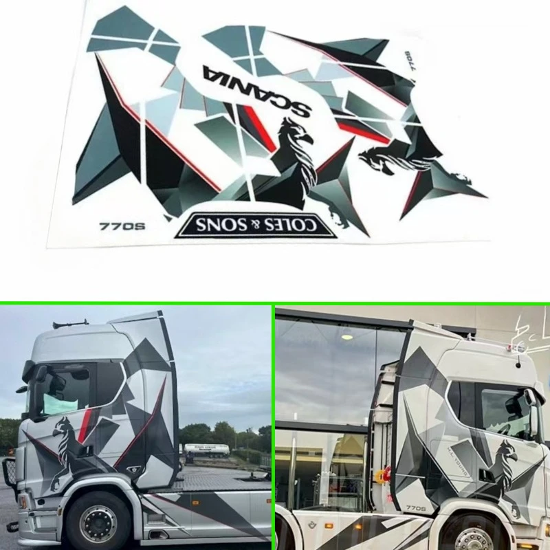 

1PCS Simulation Model Toy Car Griffon UV Stickers Decoration for 1/14 Tamiya RC Truck Dump Truck Scania 770S 56368 56379 Parts