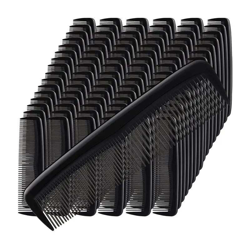 IALJ-Bulk 100 pezzi pettini per capelli 5 pollici denti fini e larghi set di pettini tascabili in plastica nera per donne uomini, viaggi in hotel