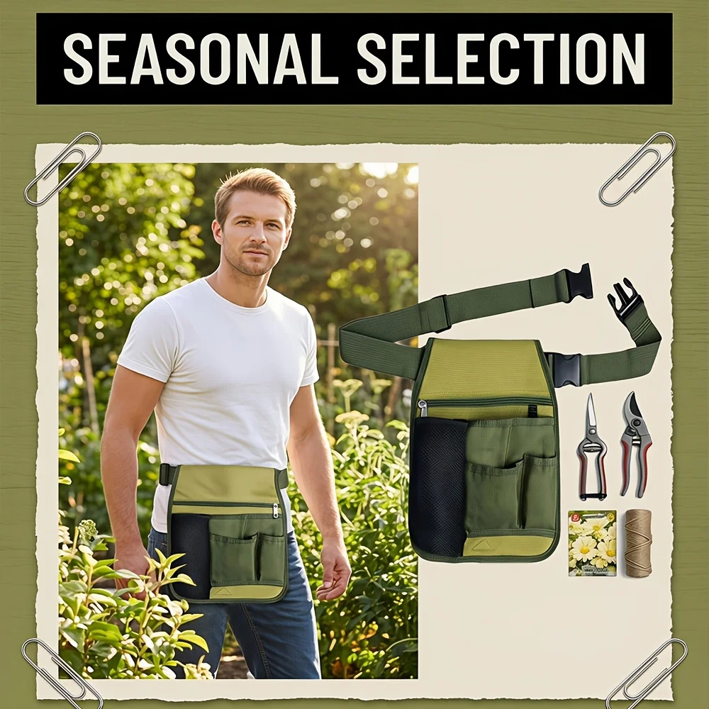 Stock Multi Pocket Net Gardening Fanny Pack Portable Storage Belt Essential Gear Courtyard Planting Outdoor Garden Working Use