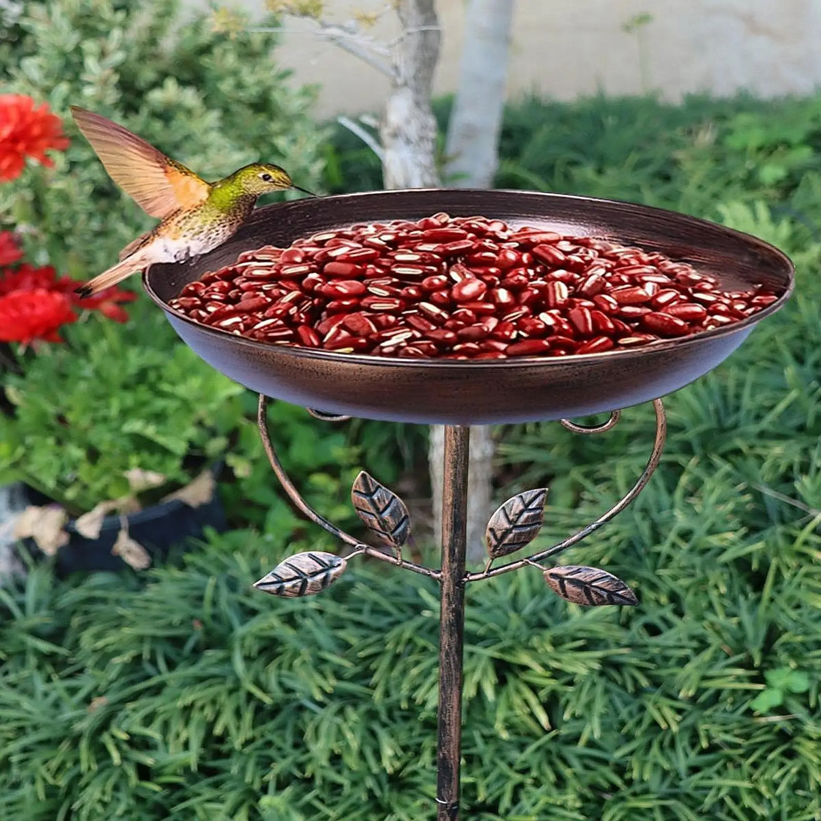 

Standing Bird Bath Bowl Water Bowl Outdoor Wildbird Drinking Outside with Garden Stake Bird Feeder for Porch Patio Courtyard