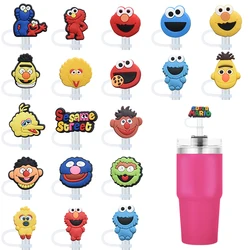 6/9Pcs Sesame Street Straw Topper Straw 8MM Plug Reusable Dust-proof Splash Proof Drinking Dust Cap Stopper Cover Kitchen Drink