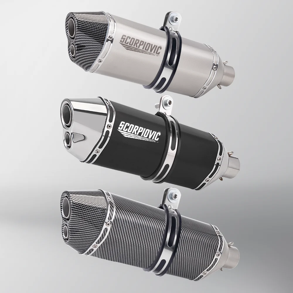 عادم الدراجة النارية العام 35-51 مللي متر لـ MT-07 Z900 NINJA400 R1 R3 CBR500 كاتم صوت ثقب مزدوج 470 مللي متر #2